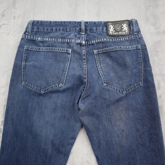 English Laundry Pants Mens 32 Blue Straight Medium Wash Denim Logo Jeans - Picture 16 of 16
